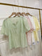 Round Neck Puff Sleeves Transparent Tops